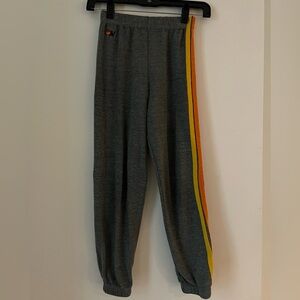 Kids Aviator Nation Gray Sweatpants with Rainbow Stripes